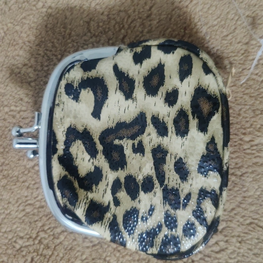 Leopard Print Key & Card Holder — 4" W × 3" D — NWT
